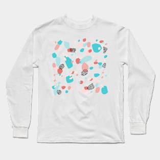 Modern Terrazzo Pattern | Turquoise Long Sleeve T-Shirt